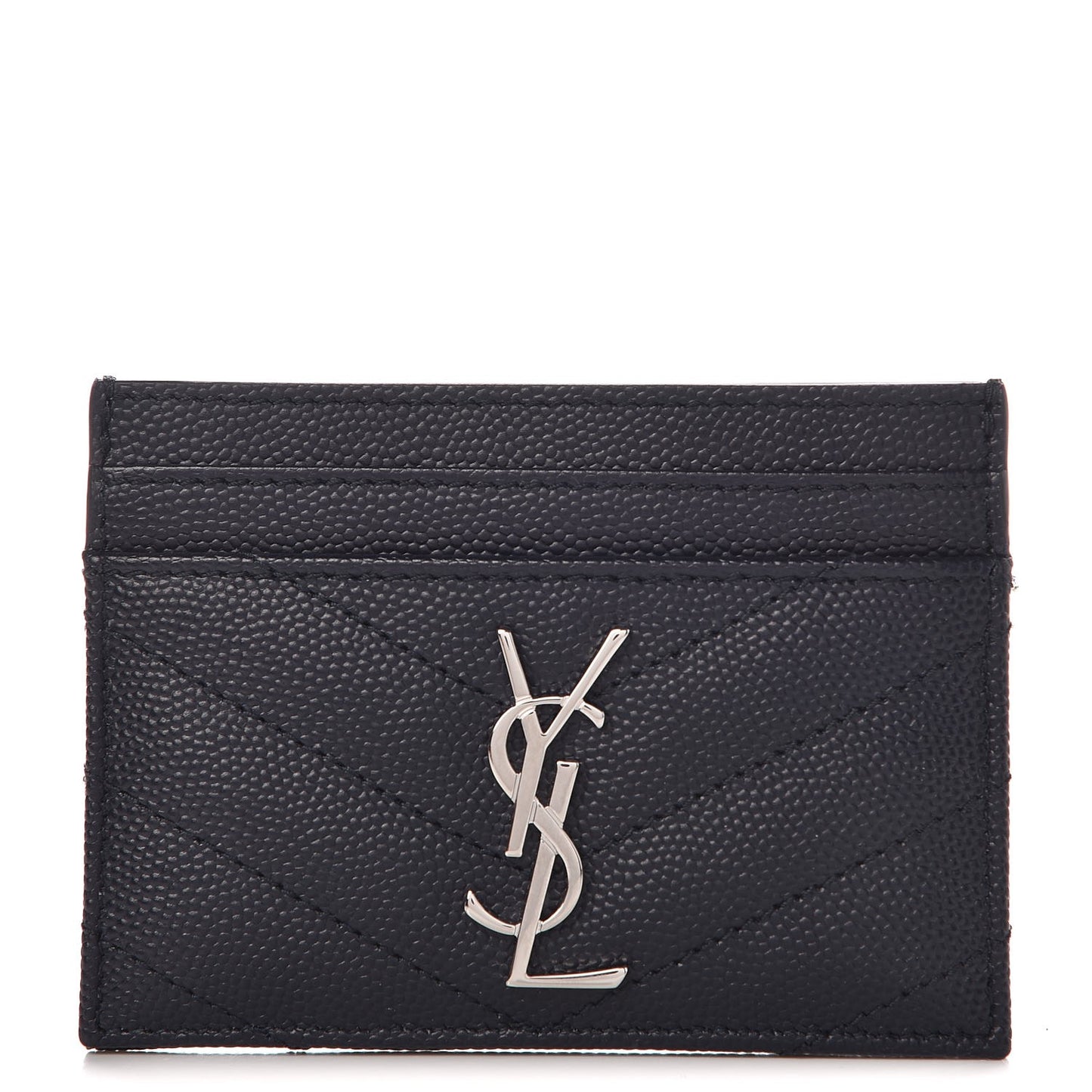 Grain De Poudre Matelasse Monogram Chevron Credit Card Case Deep Marine