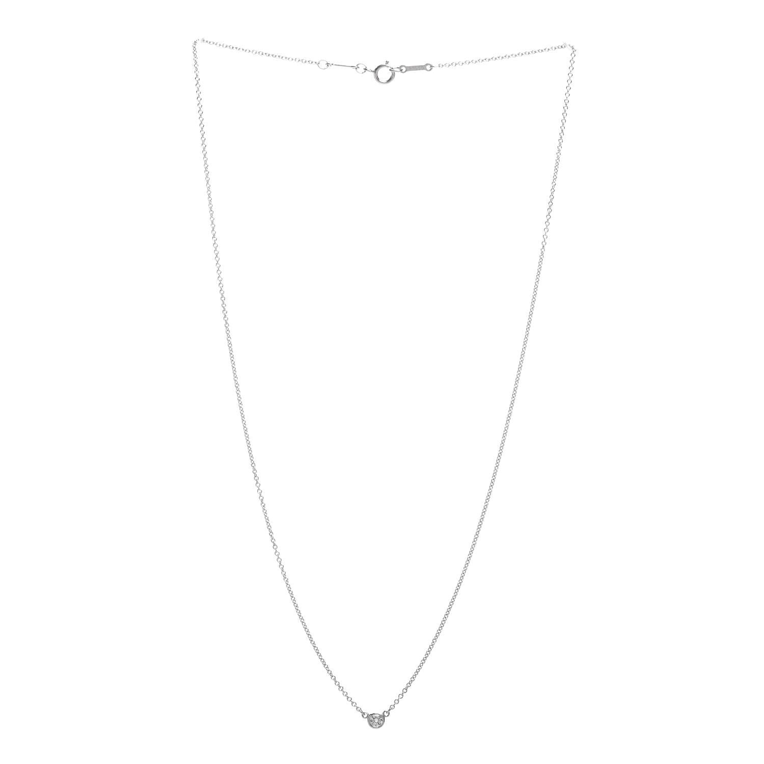 Tiffany Platinum Diamond .08ct Elsa Peretti Diamonds by the Yard Pendant Necklace 3 of 4