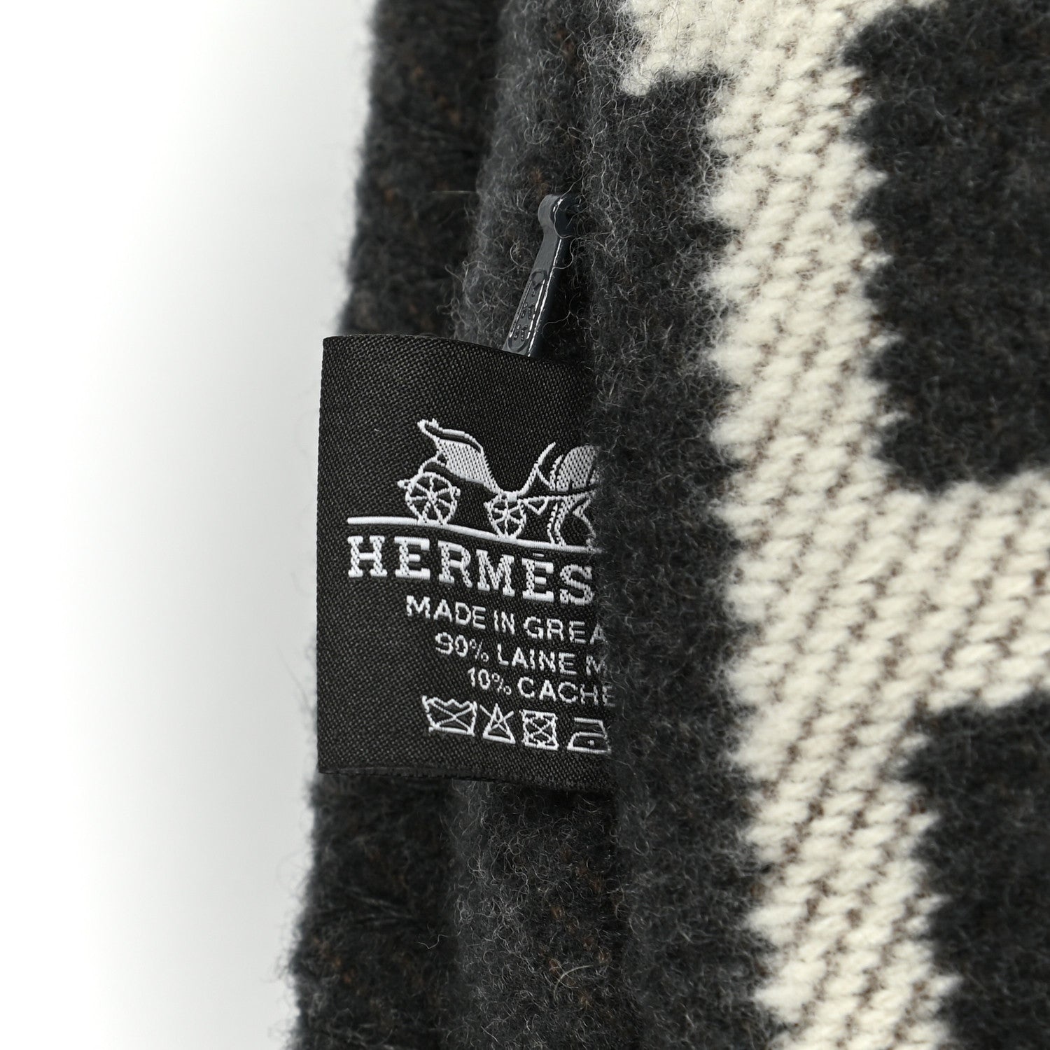 Hermes Wool Cashmere Avalon Pillow PM Ecru Gris Fonce 3 of 3