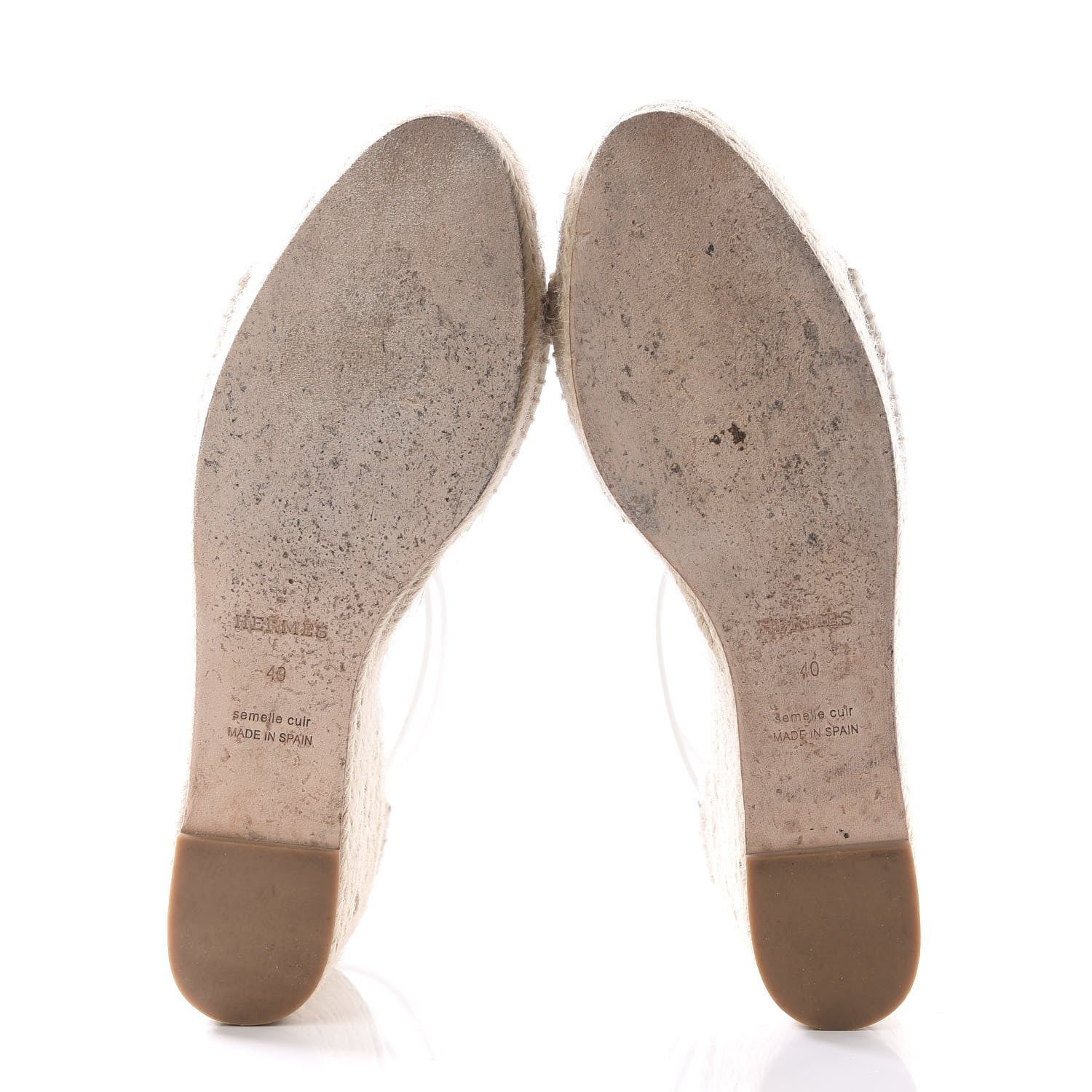 Hermes Calfskin Tivoli Espadrille Wedge Sandals 40 White 5 of 10