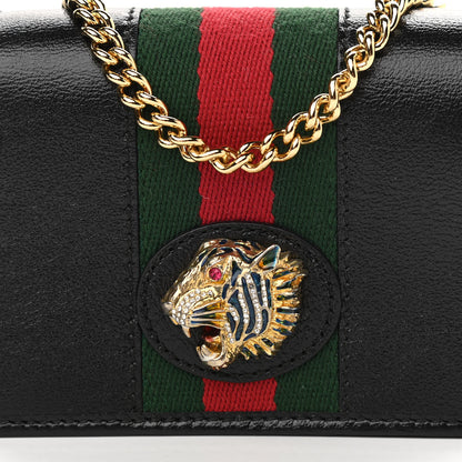 Gucci Calfskin Web Rajah Chain Card Case Wallet Black 8 of 11