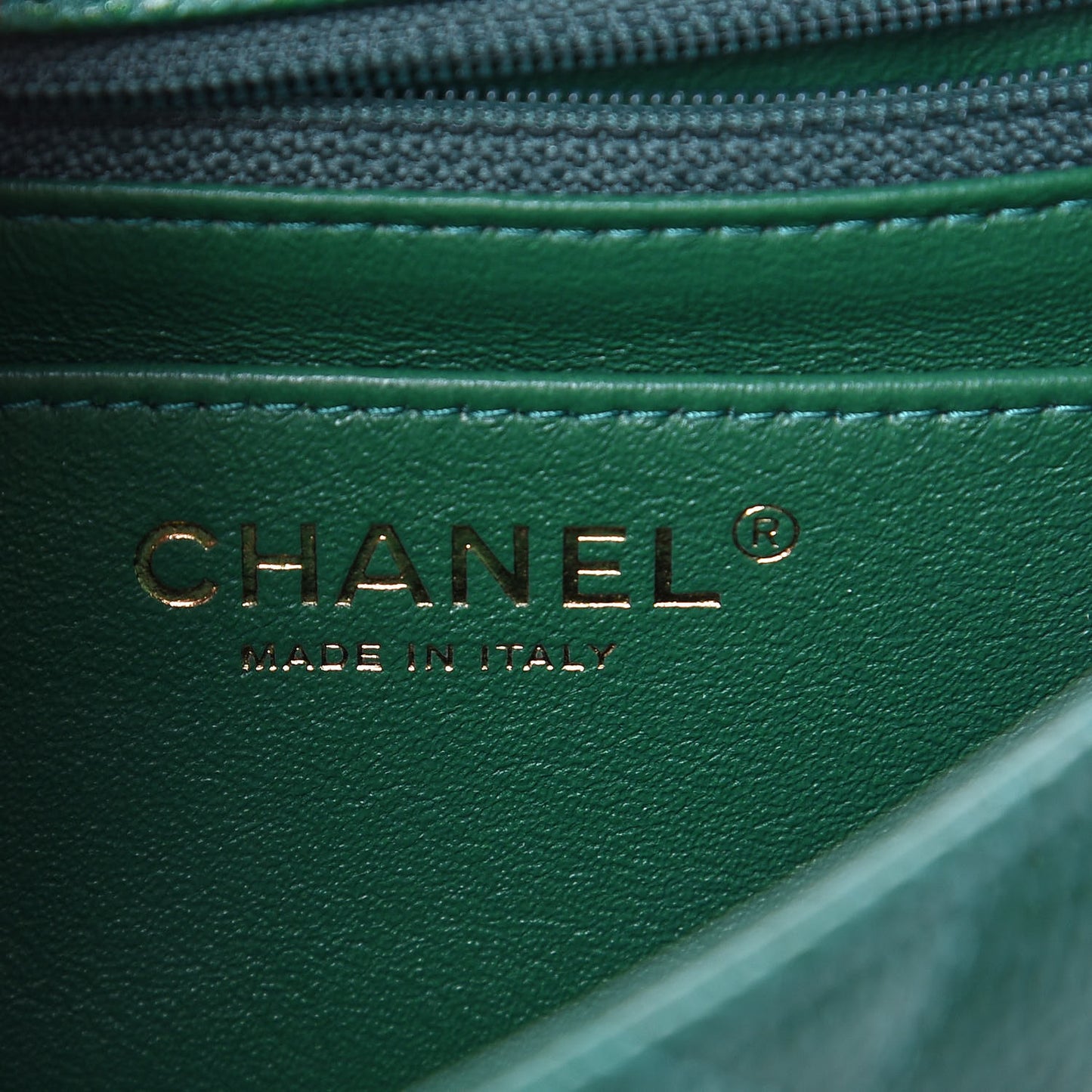 Metallic Caviar Quilted Mini Square Flap Green