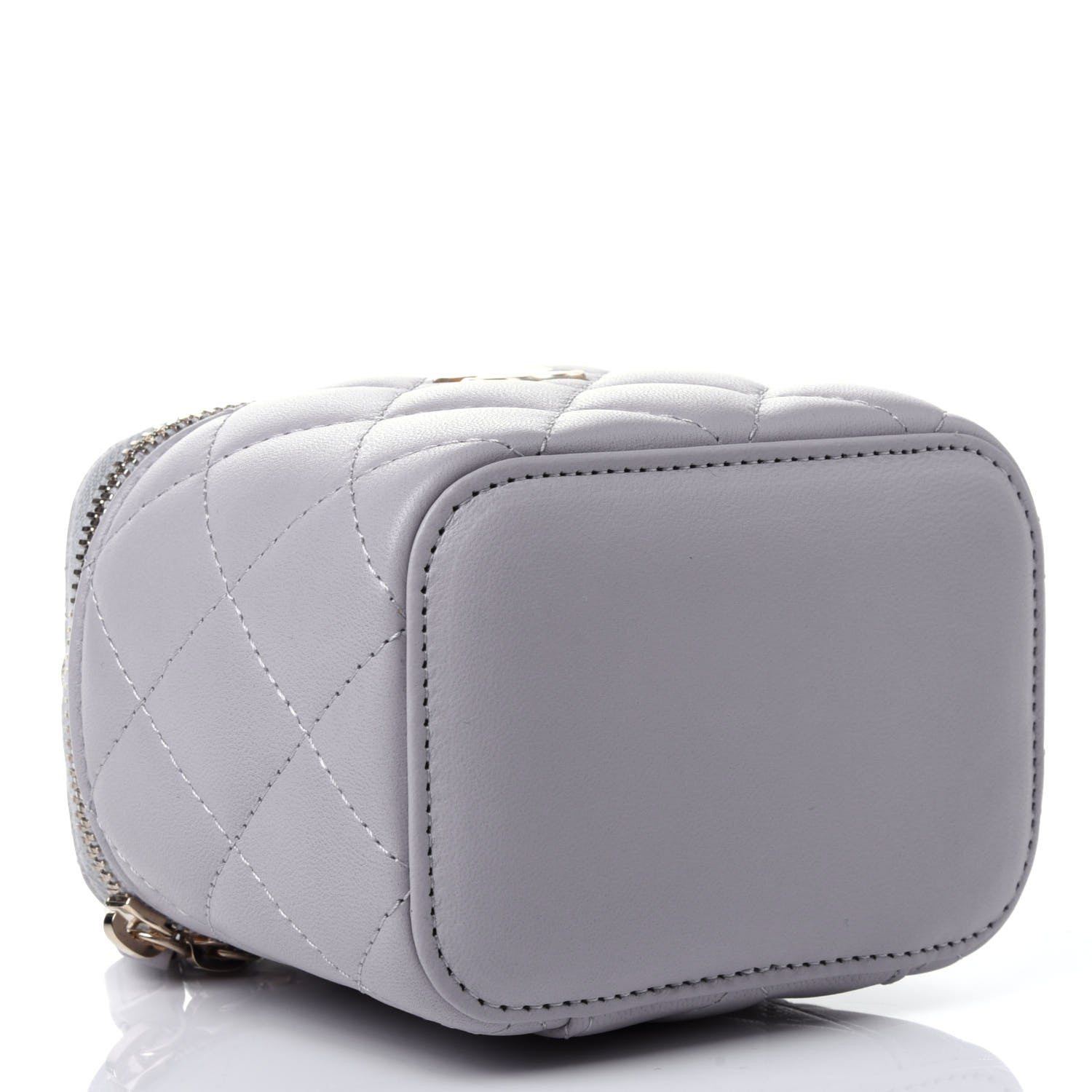 Chanel Lambskin Quilted Top Handle Mini Vanity Case With Chain Grey 3 of 4