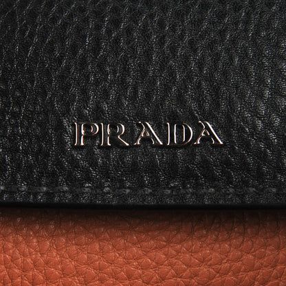 Prada Vitello Daino Medium Double Tote Black Cuoio 8 of 10