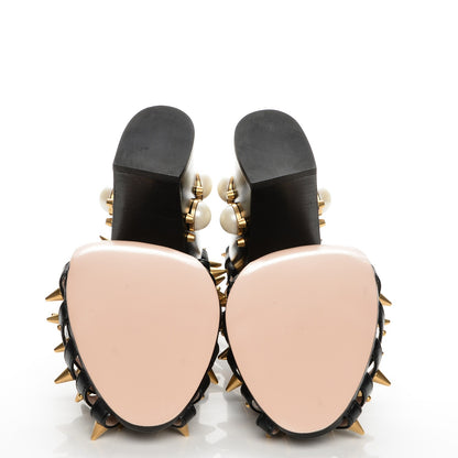Gucci Kid Leather Studded Kendall Sandals 40.5 Black Gold 5 of 7