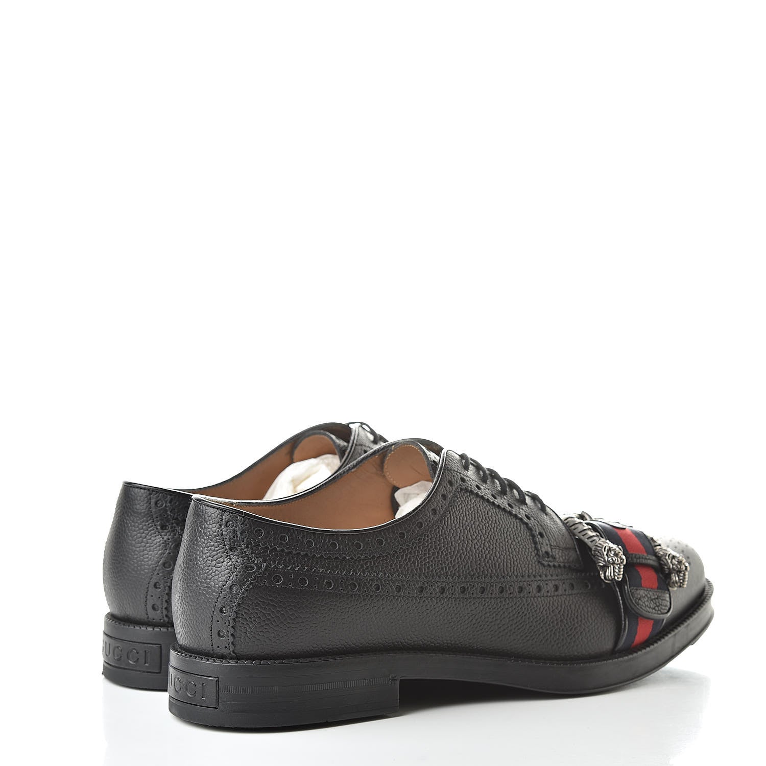 Gucci Pebbled Calfskin Dionysus Web Mens Martins Shoes 9.5 Black 4 of 10