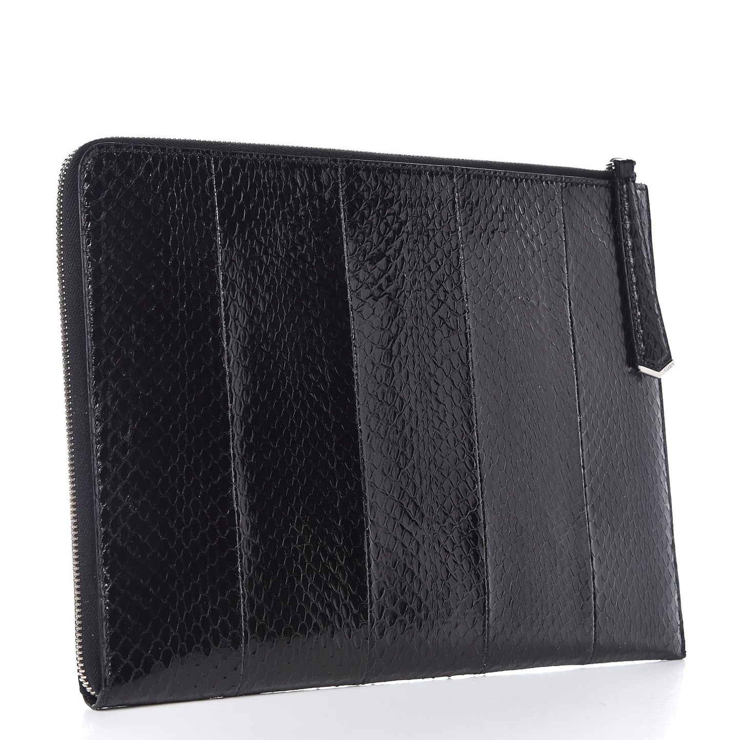 Elaphe Crocodile Monster Eyes Zip Around Pouch Black