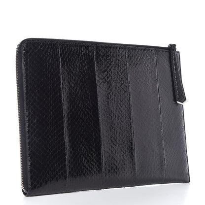 Fendi Elaphe Crocodile Monster Eyes Zip Around Pouch Black 3 of 8