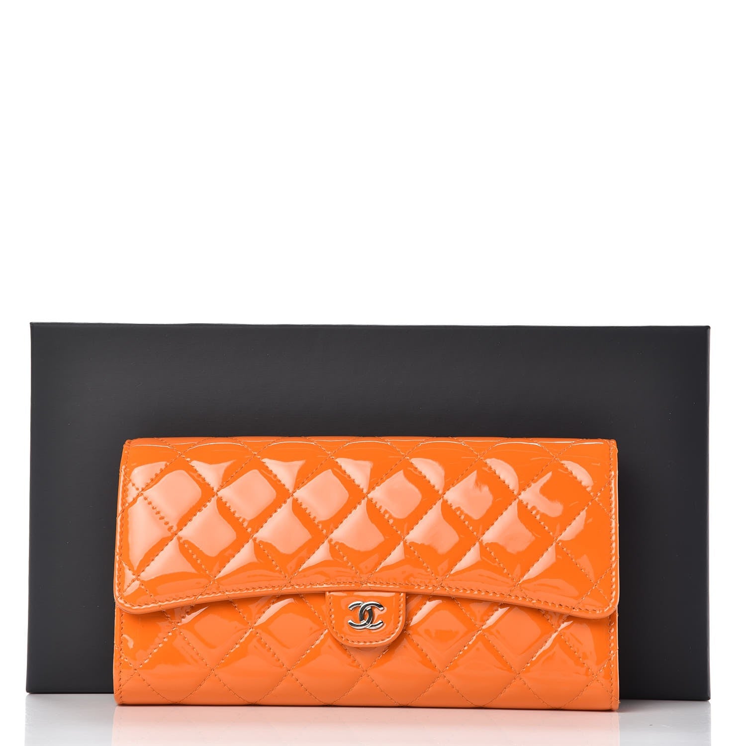 Chanel Patent Quilted Travel Wallet Orange 16 of 18
