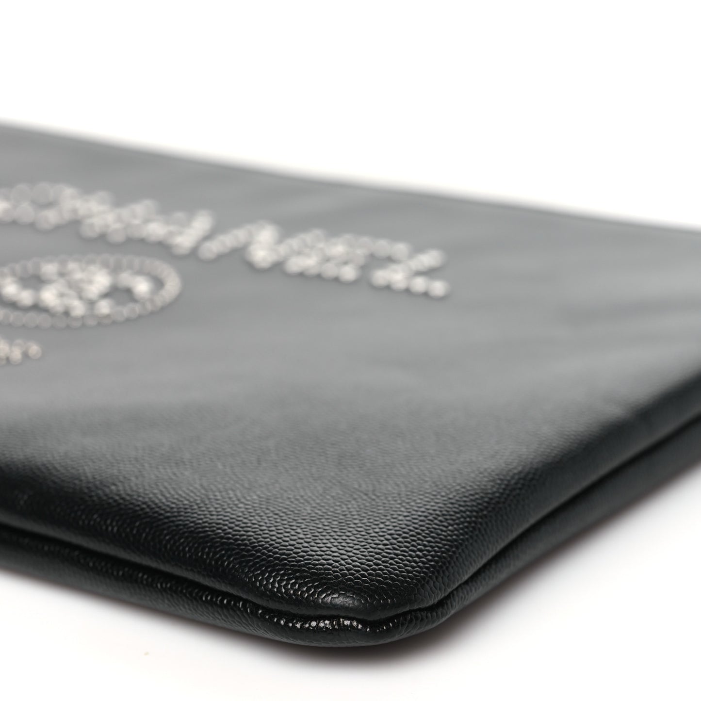 Caviar Studded Medium Deauville Pouch Black