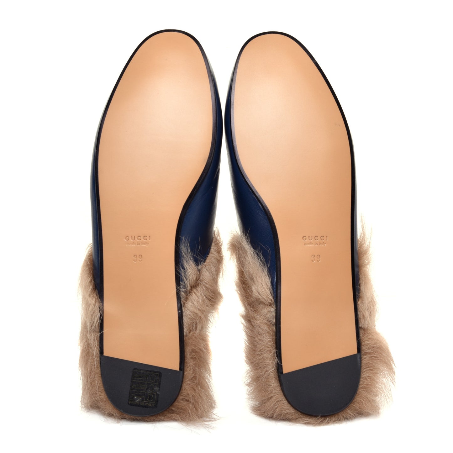 Malaga Kid Fur Womens Princetown Slippers 39 Blue Agata