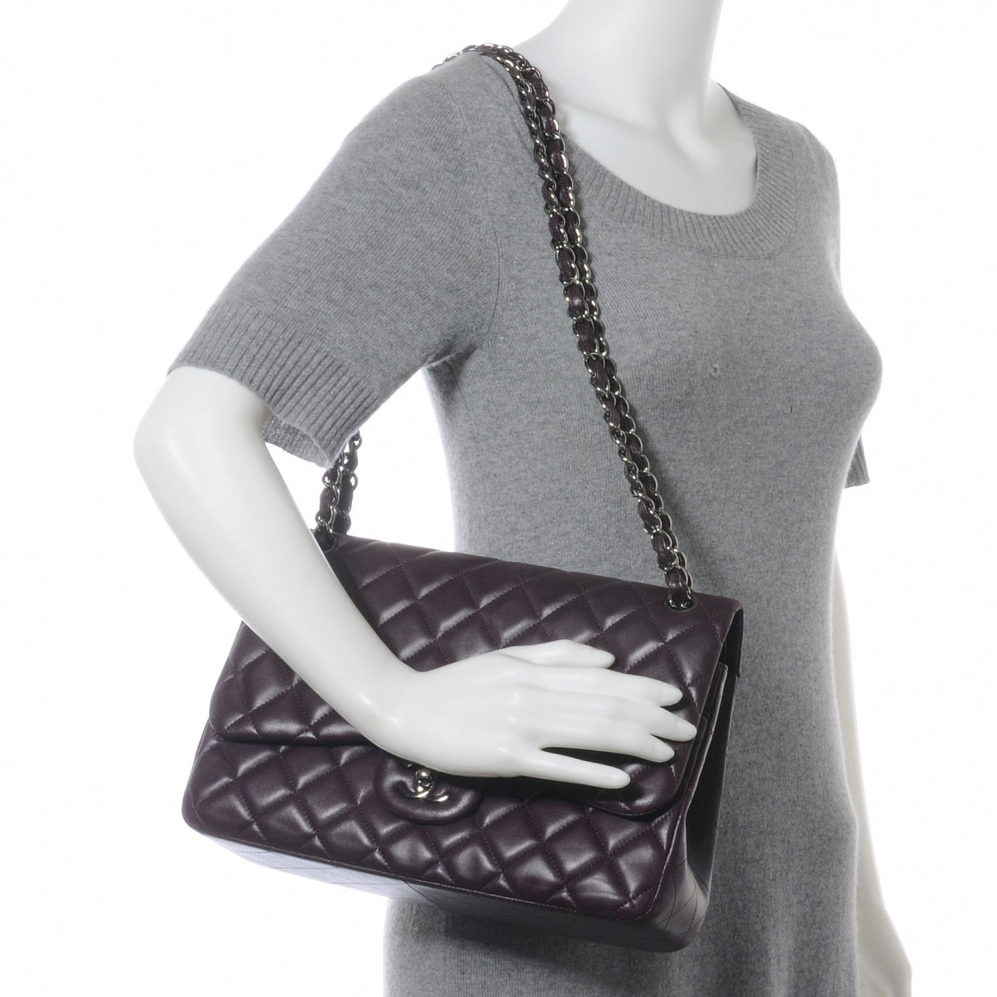 Lambskin Jumbo Double Flap Plum