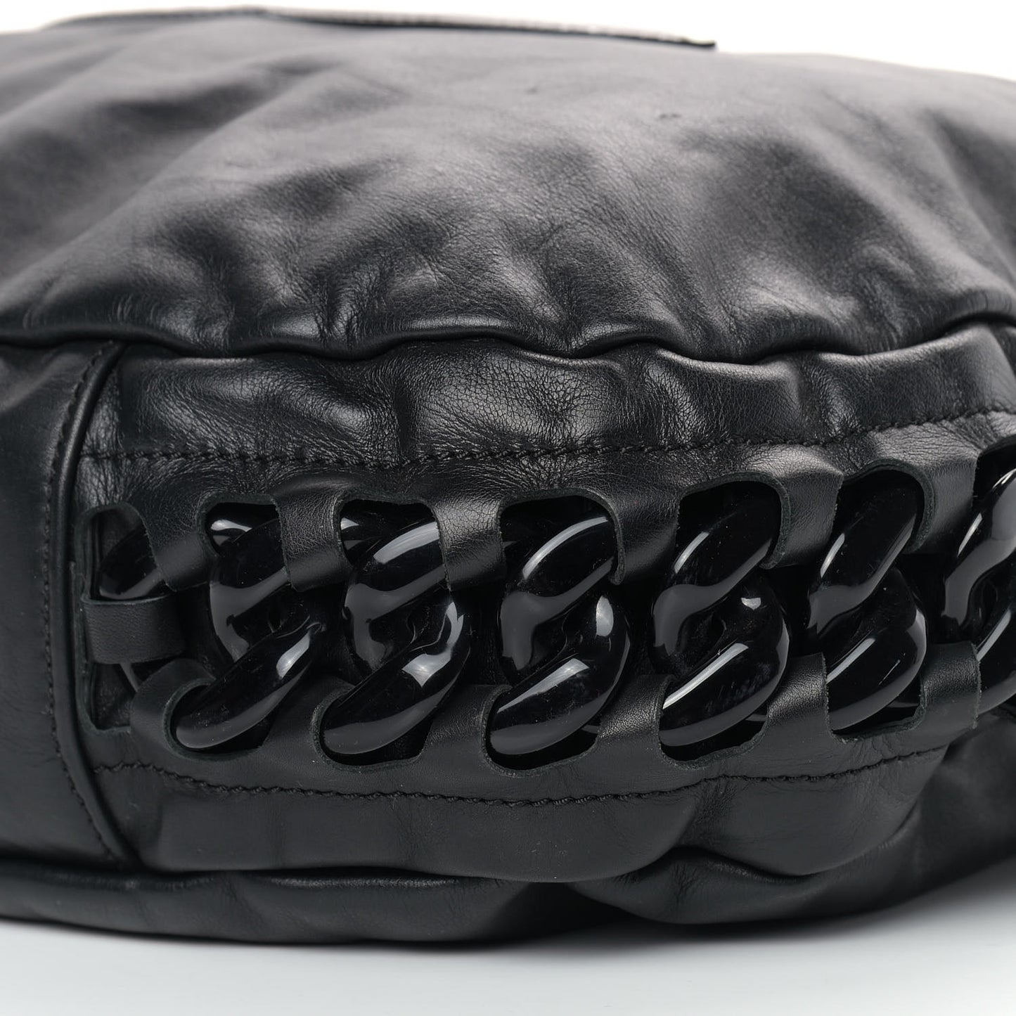 Calfskin Modern Chain Rhodoid Hobo Black