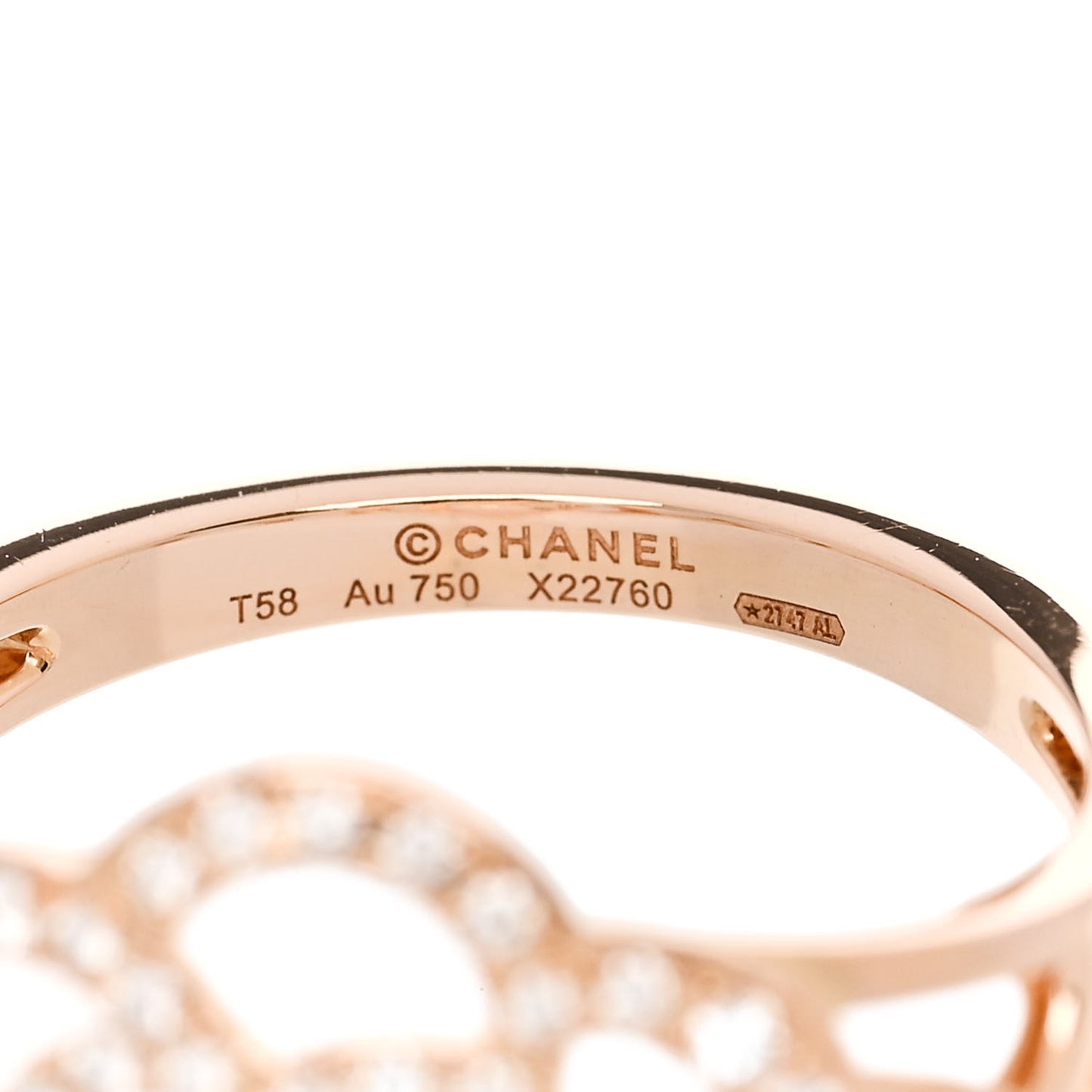 18K Rose Gold Diamond Camellia Ring 58 8.5