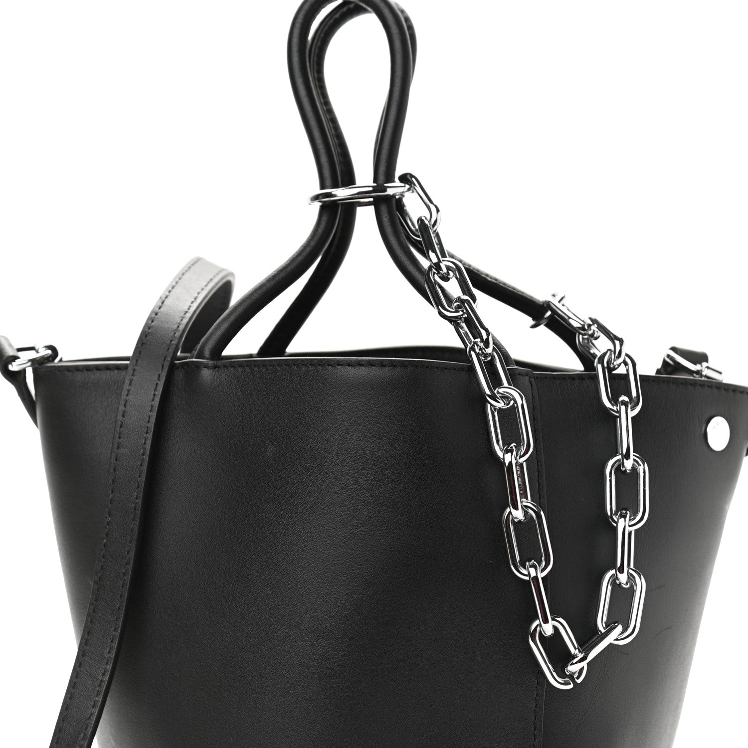 Alexander Wang Calfskin Roxy Large Chain Bucket Black Silver Hardware 9 of 11