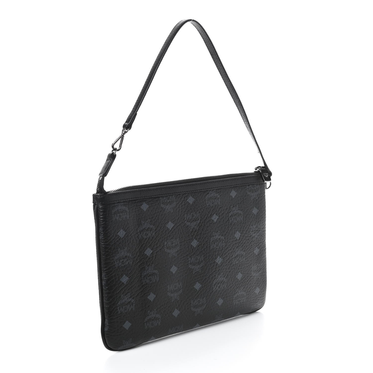 MCM Visetos Liz Shopper Tote Pouch Black 3 of 10