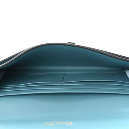 Christian Dior Goatskin Saddle Long Wallet With Chain Blue 7 of 16