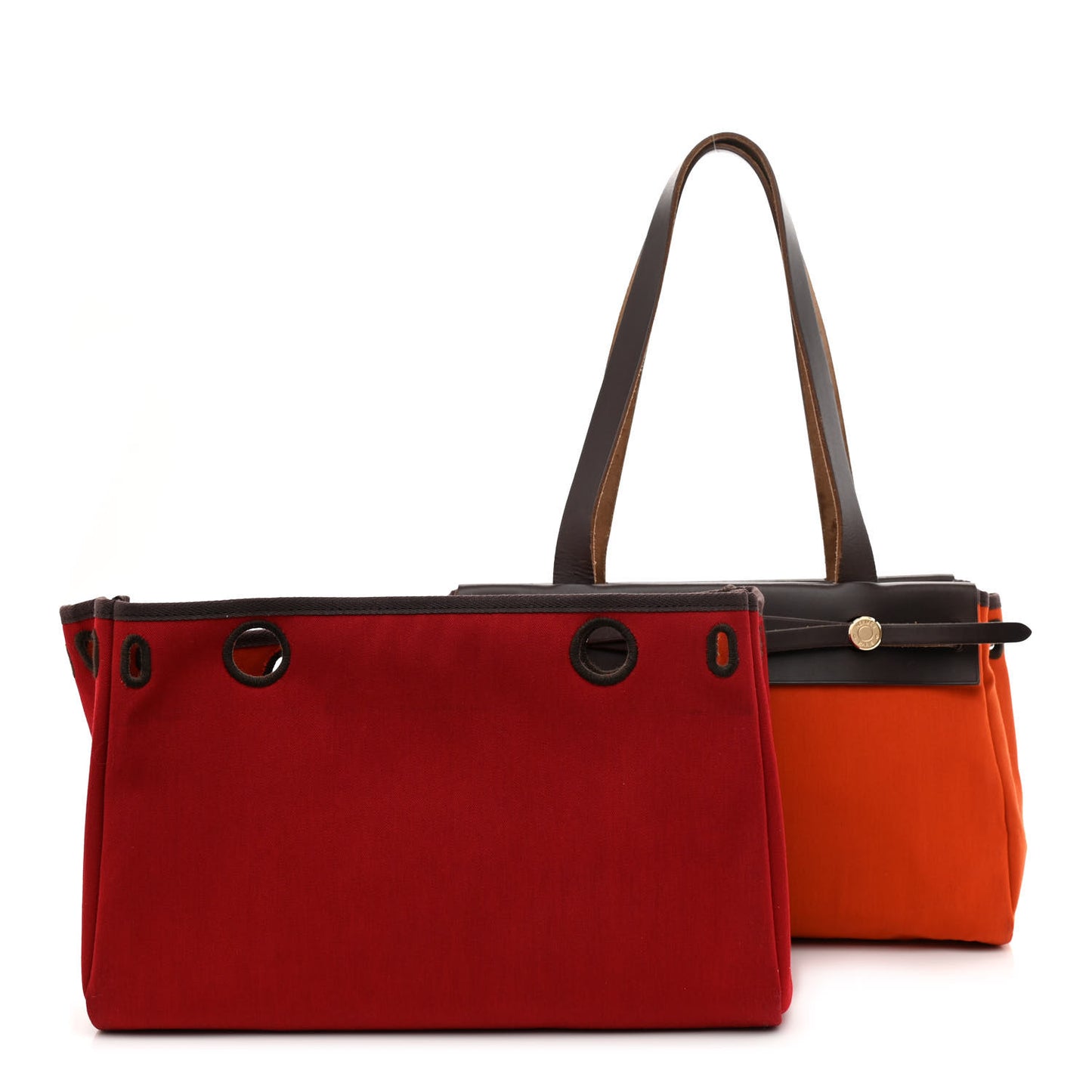 Toile Vache Calfskin Herbag Cabas PM Orange Red