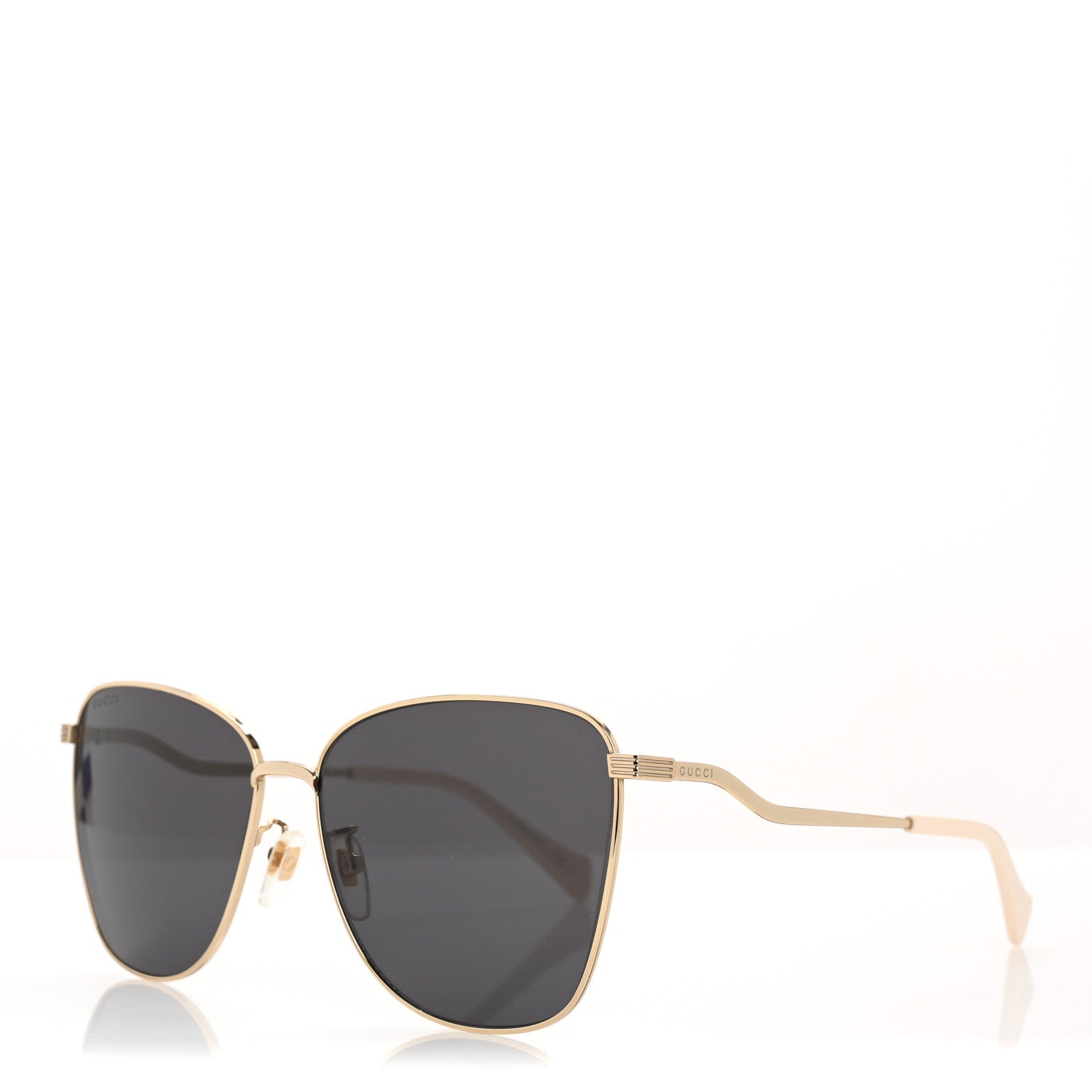 Gucci Metal Square Frame Sunglasses GG0970S Gold Grey 1 of 8