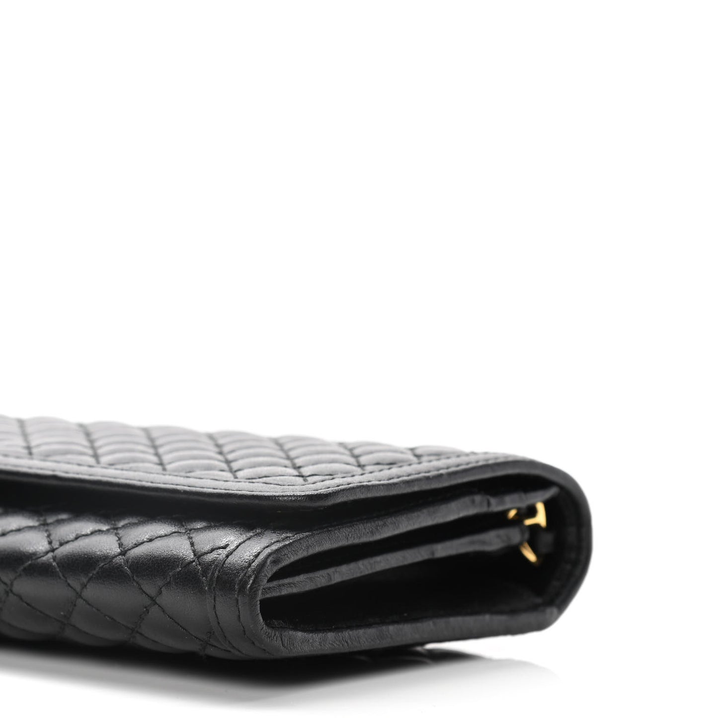 Soft Calfskin Quilted Chain Wallet Black