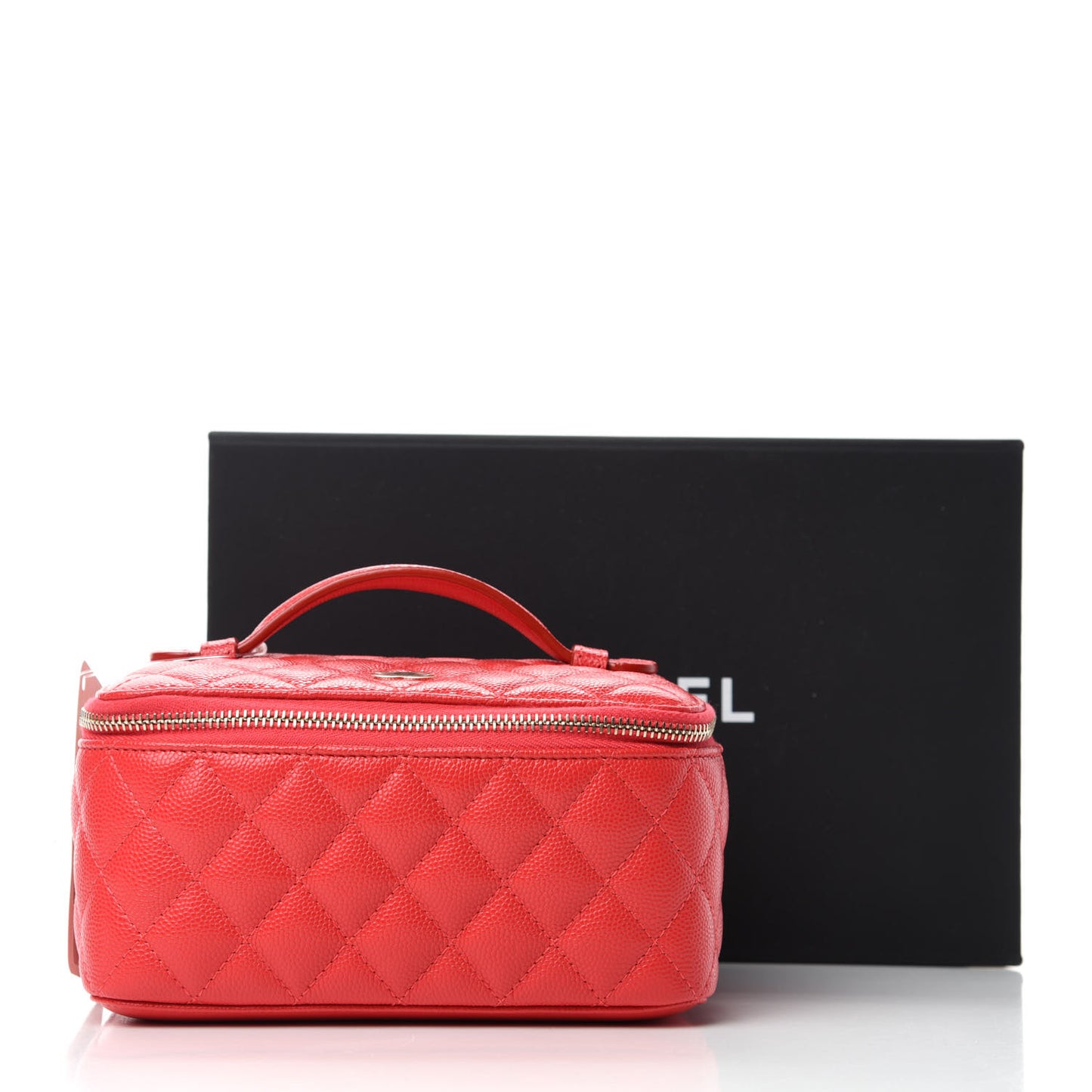 Caviar Quilted Top Handle Jewelry Case Red