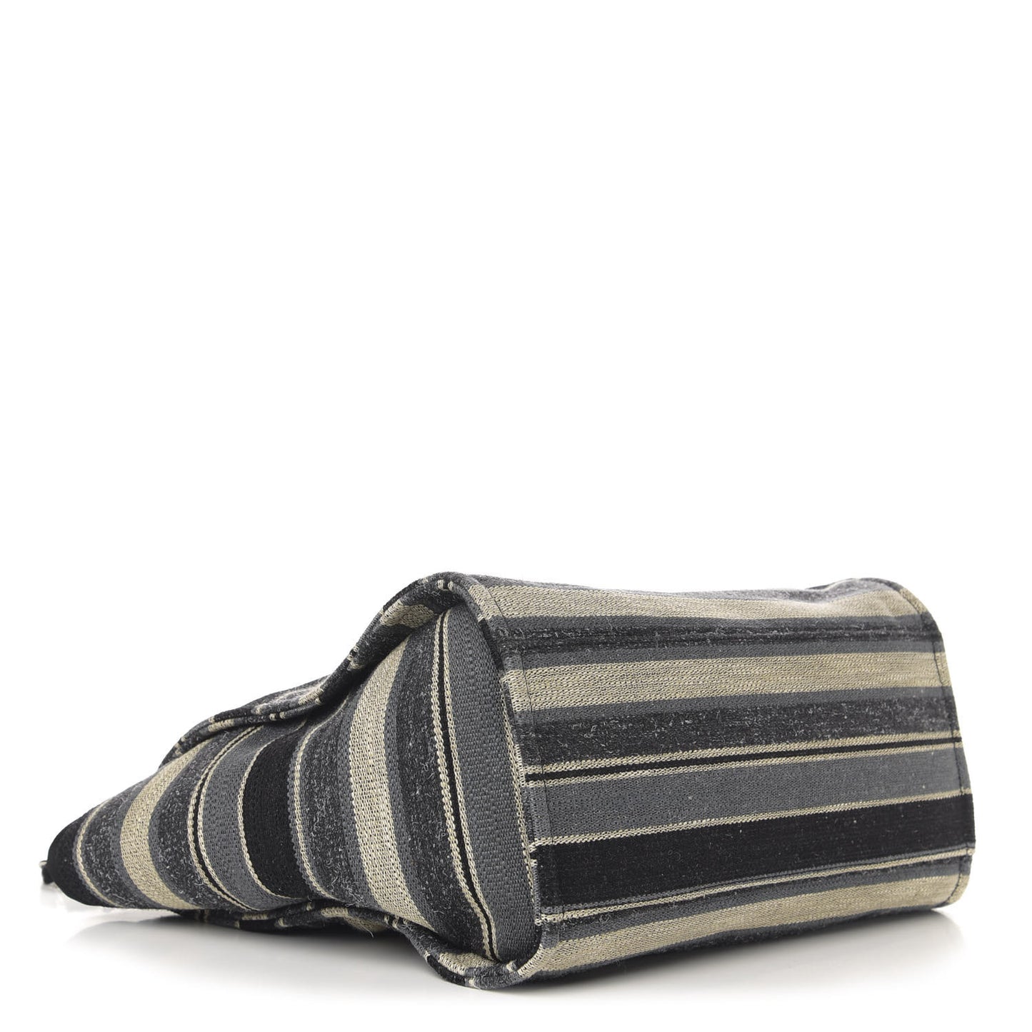 Striped Canvas Medium Deauville Tote Black