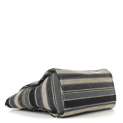 Chanel Striped Canvas Medium Deauville Tote Black 5 of 12