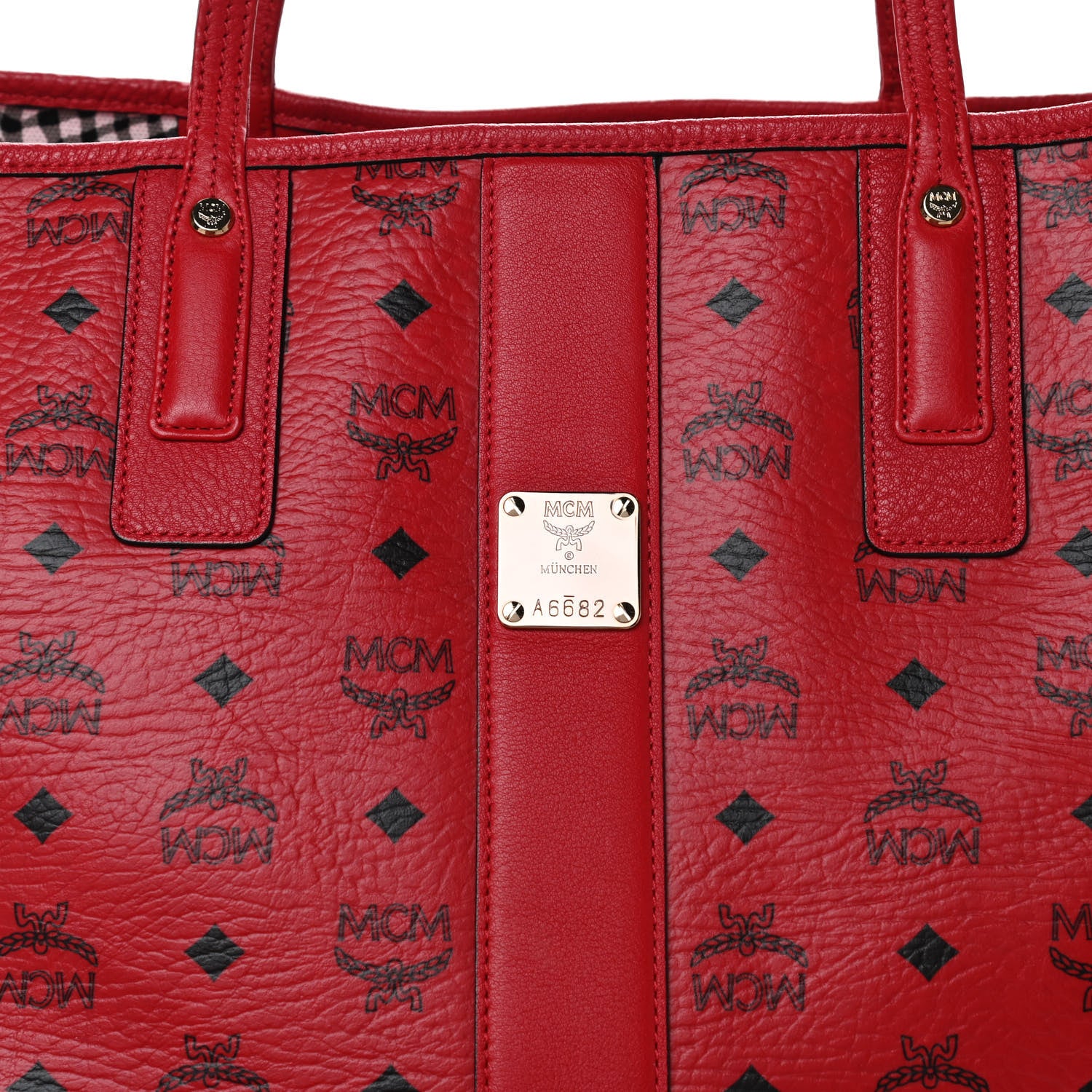 MCM Visetos Large Liz Reversible Shopper Tote Ruby Red 11 of 15