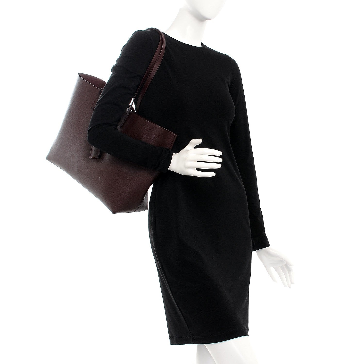 Saint Laurent Calfskin Large Shopping Tote Bordeaux 2 of 9