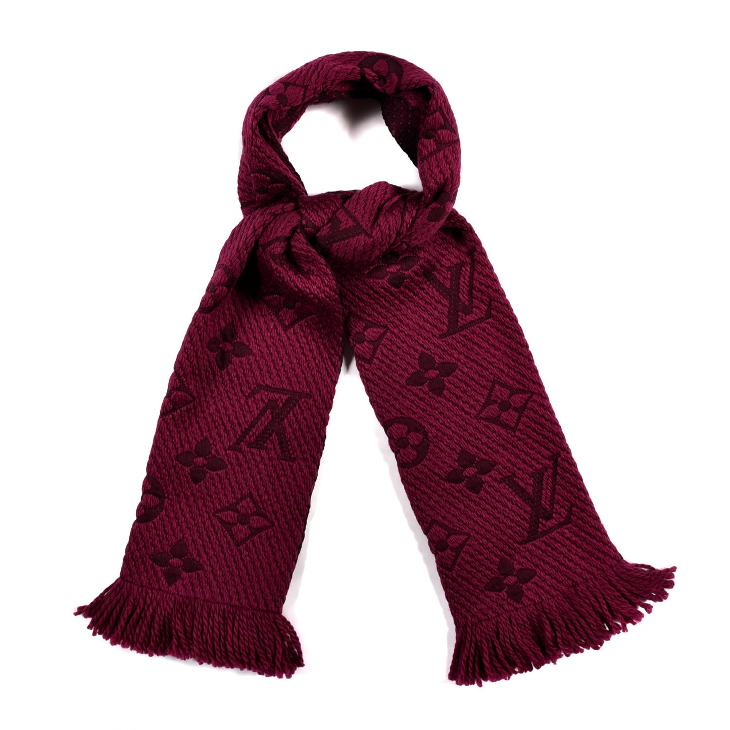 Wool Silk Logomania Scarf Cherry