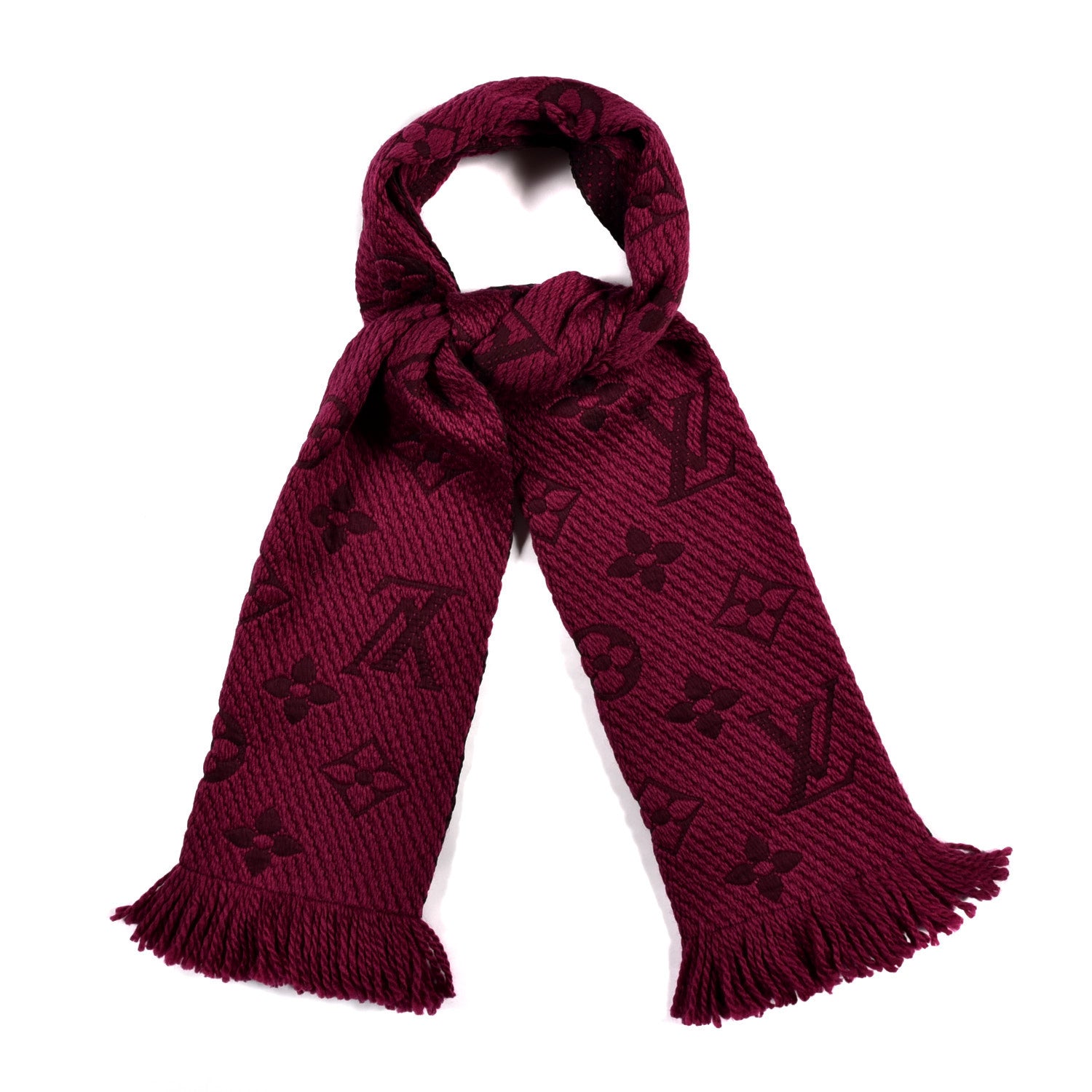 Louis Vuitton Wool Silk Logomania Scarf Cherry 1 of 4