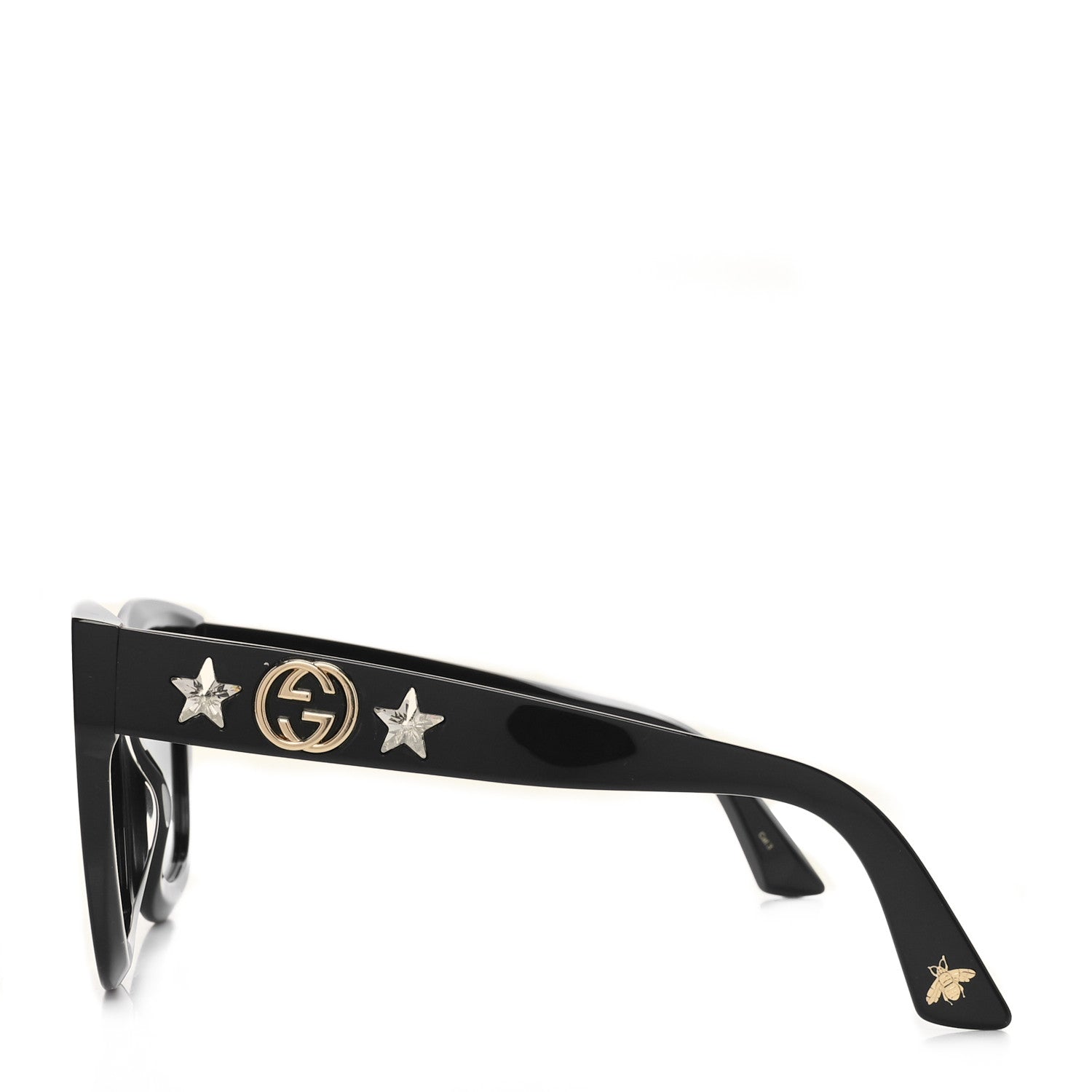 Gucci Round Frame Star Sunglasses GG0208S Black 3 of 7