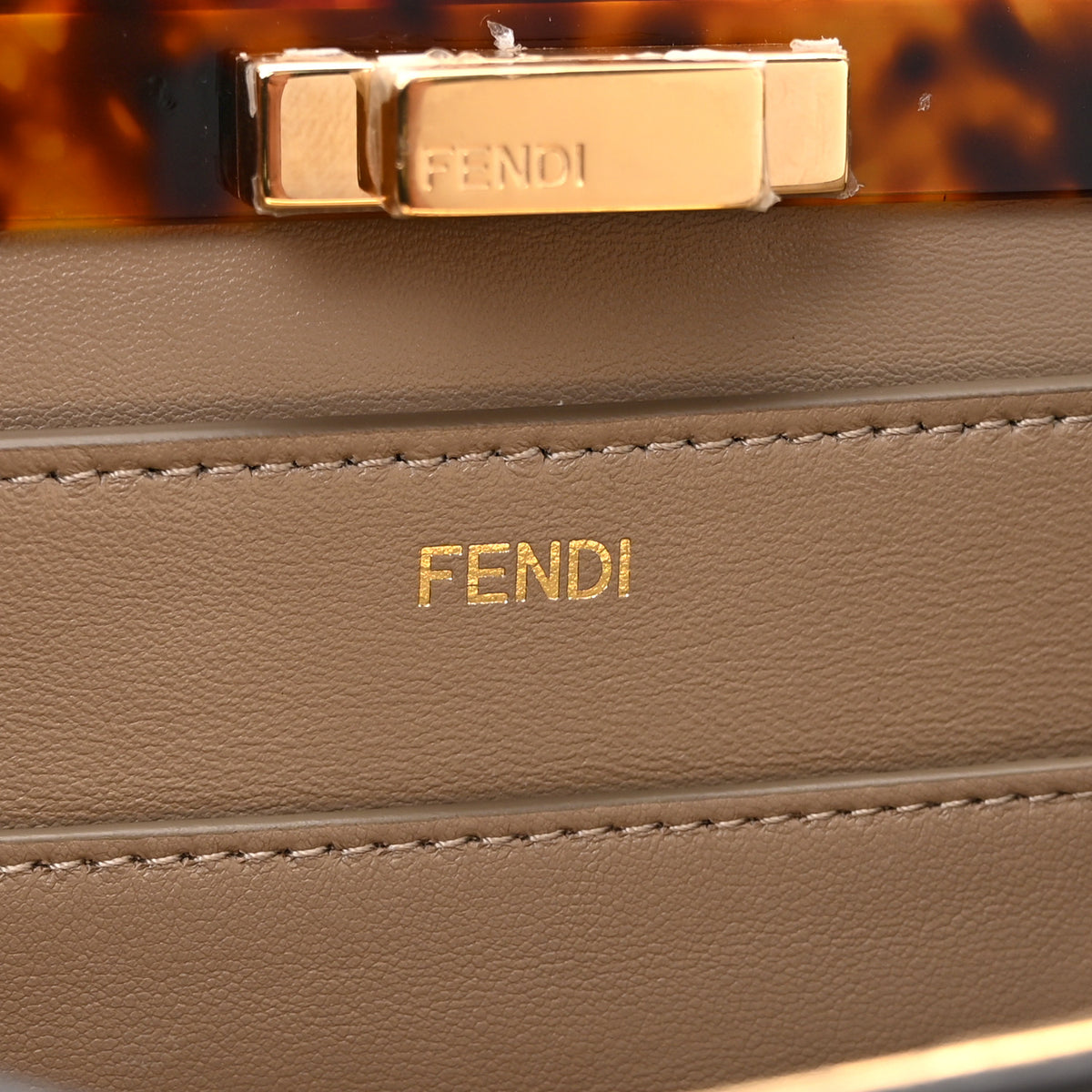 Fendi Vitello Seta Shiny Nappa Plexiglass Medium Peekaboo I SEE U Satchel Tortora 8 of 13