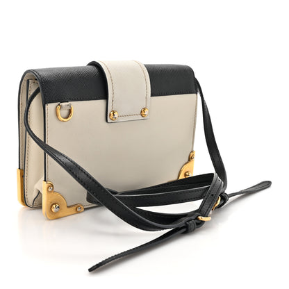 Prada City Calf Saffiano Cahier Bag Talco Black 2 of 11