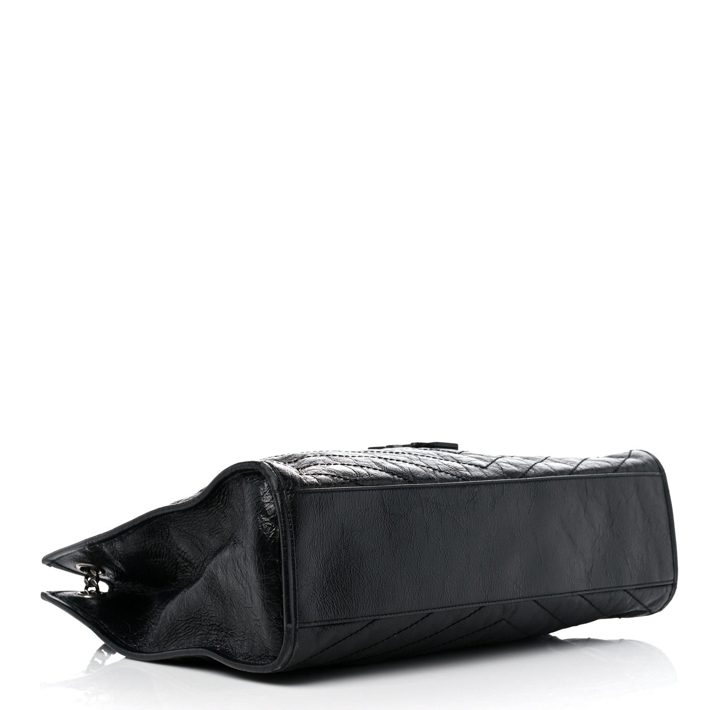 Crinkled Calfskin Matelasse Monogram Niki Shoulder Bag Black