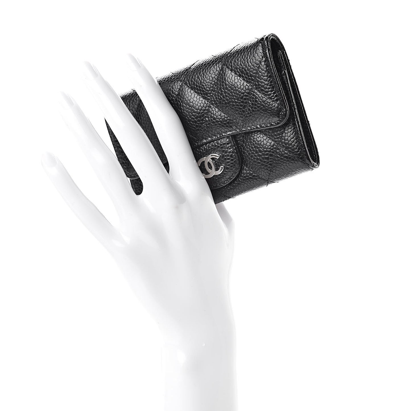 Caviar Quilted Flap Card Holder Black