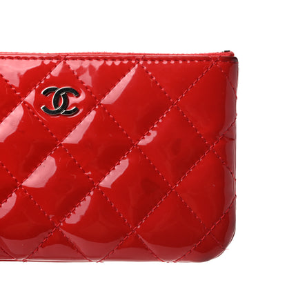 Chanel Patent Quilted Valentine Hearts Small Cosmetic Case Red 9 of 9