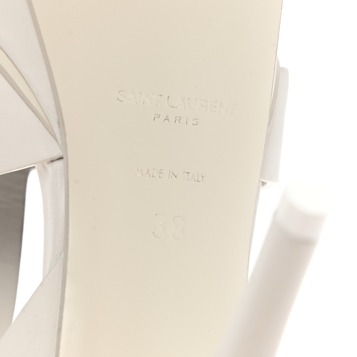 Saint Laurent Calfskin Tribute 75 Platform Sandals 38 White 7 of 11