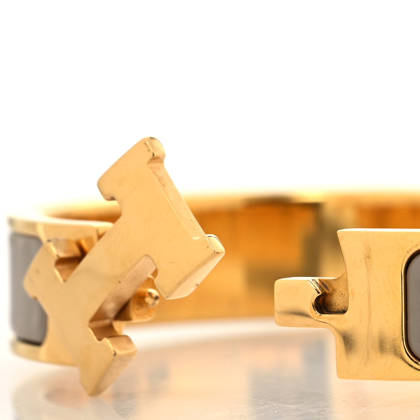 Enamel Narrow Clic Clac H Bracelet PM Marron Glace