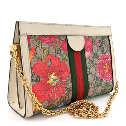 Gucci GG Supreme Monogram Flora Web Small Ophidia Chain Shoulder Bag White 3 of 17