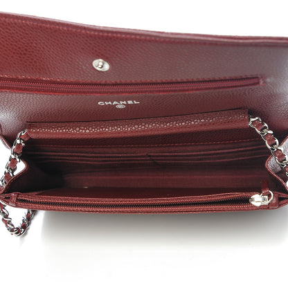 Chanel Caviar Quilted Wallet on Chain WOC Burgundy 5 of 8