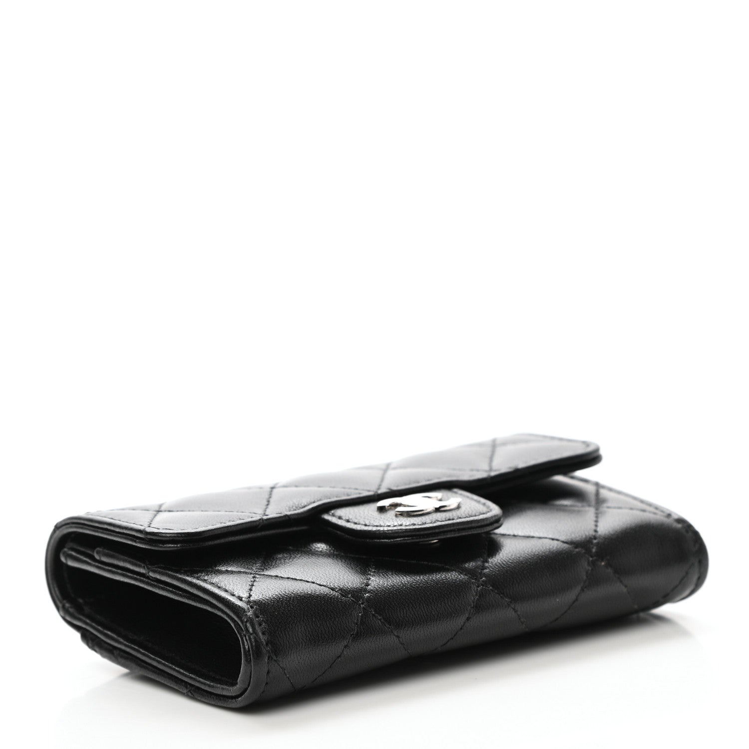 Chanel Lambskin Quilted Flap Card Holder Wallet Black 4 of 9