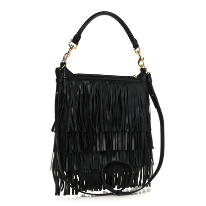 Saint Laurent Calfskin Small Emmanuelle Fringe Hobo Bag Black 3 of 12