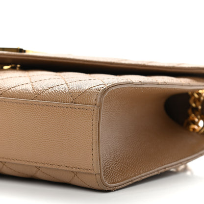Saint Laurent Grain De Poudre Textured Mixed Matelasse Medium Triquilt Monogram Satchel Dark Beige 8 of 11