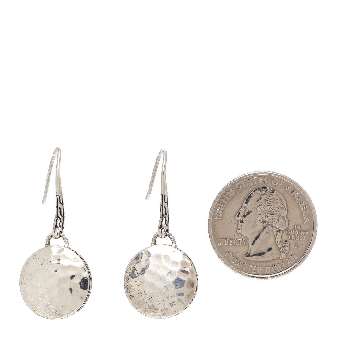 Sterling Silver Dot Hammered Drop Earrings