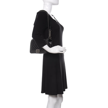 Chanel Glazed Calfskin Quilted Medium Boy Chained Flap Black 2 of 13