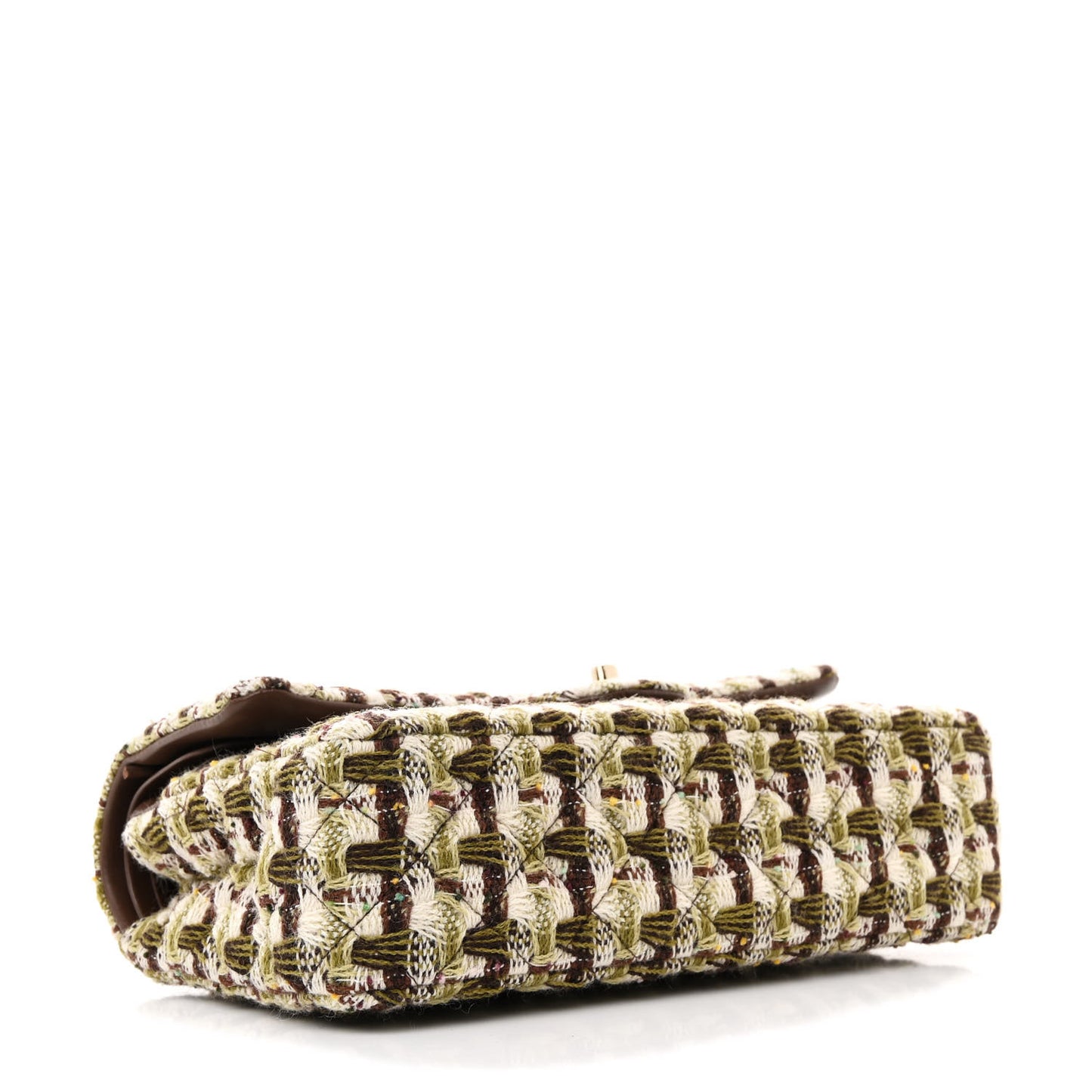 Tweed Quilted Medium Double Flap Green Multicolor