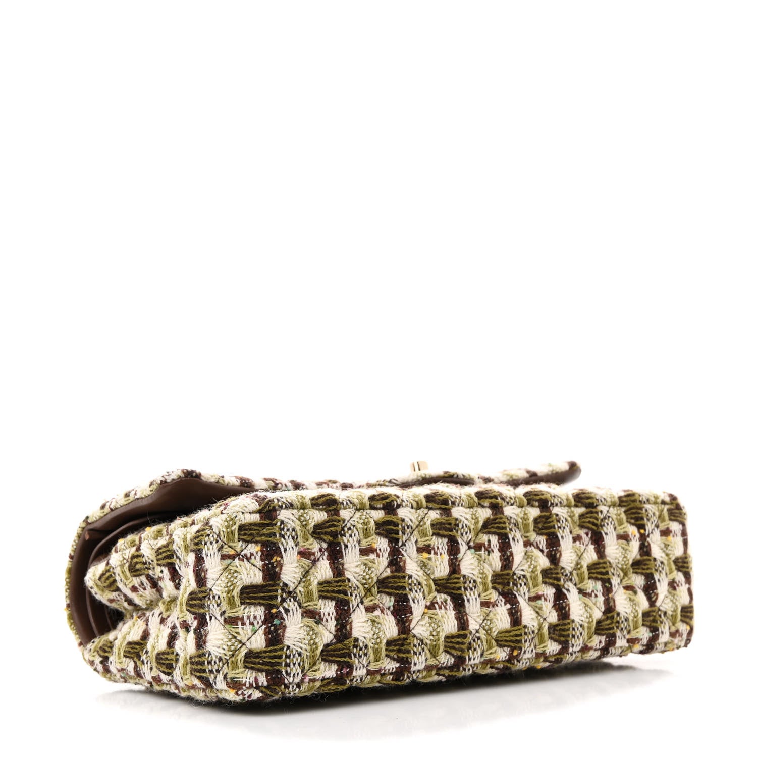 Chanel Tweed Quilted Medium Double Flap Green Multicolor 4 of 11