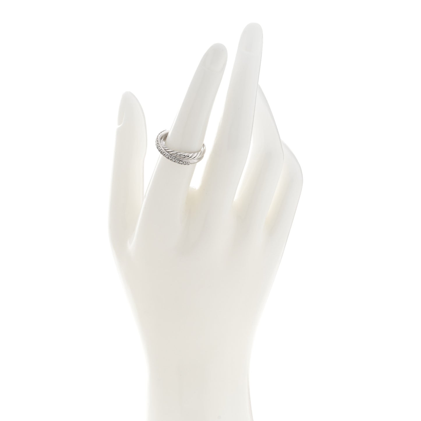 Sterling Silver Diamond 5mm Crossover Ring 52 6