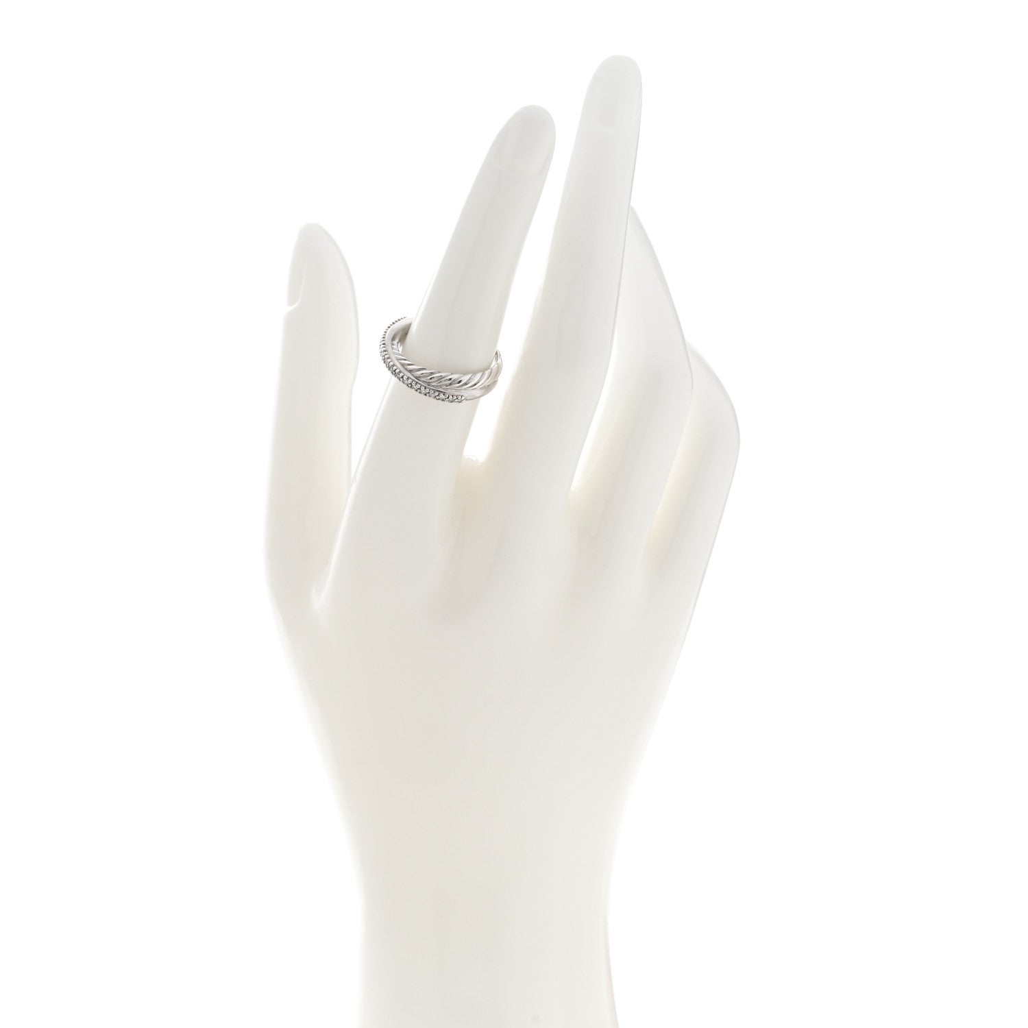 David Yurman Sterling Silver Diamond 5mm Crossover Ring 52 6 2 of 6